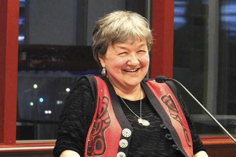 Writer Ernestine Hayes, author of "Blonde Indian," reads from her forthcoming memoir, whose working title is "The Dao of Raven: An Alaska Native Memoir," during the "Shaped by the North" panel discussion in Juneau on Sept. 24.