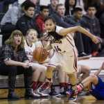 Juneau Douglas' Alyxn Bohulano drives down court after a steal against Sitka during the 2015 Princess Cruises Alaska Airlines Capital City Classic at JDHS on Monday. Juneau won 34-31.