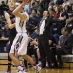 Juneau-Douglas's Head Coach Robert Casperson yells instructions to his team as they play against Kent Lake during the Princess Cruises Alaska Airlines Capital City Classic on Wednesday. Kent Lake won 53-48.
