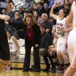 Juneau-Douglas' Head Coach Lesslie Knight yells instructions to her team as they play Chugiak in the 2015 Princess Cruises Alaska Airlines Capital City Classic Wednesday.