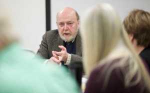 District 1 canidate Douglas Mertz is interviewed by Assembly members at City Hall on Monday.