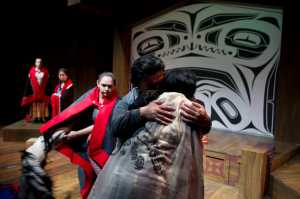 Actors Jane Lind, right, Frank Katasse, Erin Tripp, Leeta Gray and Erika Stone, left, rehearse for Perseverance Theatre's production of "Our Voices Will Be Heard" written by Vera Starbard. The world premiere of the play, directed by Larissa FastHorse, opens Friday in Juneau and will also be presented in Hoonah and and Anchorage in February. To read an interview with playwright Starbard and director FastHorse, see this week's Capital City Weekly.