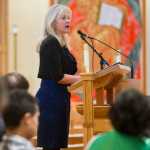 First Lady Donna Walker gives the keynote address during the Dr. Martin Luther King Jr. 2016 Community Celebration at the St. Paul's Catholic Church on Monday.
