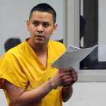 Thomas Skeek Jr. stands during his arraignment in court on Thursday in Anchorage. He has been charged with murder in the disappearance of Linda Skeek.