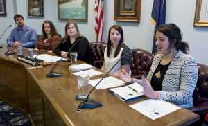 Rep. Geran Tarr, D-Anchorage, center, is joined with representatives of the Food Bank of Alaska, the Alaska Food Coalition, the University of Alaska's Cooperative Extension Service to discuss food waste during a press conference at the Capitol on Wednesday. "It's unacceptable that so many people are struggling with hunger when billions of pounds of food are wasted every year," said Rep. Tarr.  "I'm hopeful that by raising awareness of this under-reported issue, we can meet the goal put forward by the Secretary of Agriculture to reduce food loss and waste by 50% by 2030." With Rep. Tarr are Sarra Khlifi, of the Alaska Food Coalition, right, Cara Durr, of the Food Bank of Alaska, Sara Truitt, of the Southeast Alaska Food Bank, and Darren Snyder, of the Cooperative Extension Service.