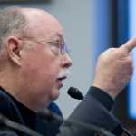 Brad Keithley, of Alaskans for Sustainable Budgets, speaks to the Senate State Affairs Committee about SB 128 and how it how affects the Alaska permanent fund at the Capitol on Thursday.