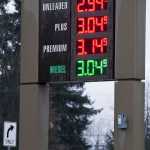 Gas prices have dipped below the $3 level in Juneau for the first time in years, seen here at Safeway on Wednesday.