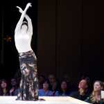 Marianna Carpeneti models artist Rosie Ainza's "Conflict" during the 2015 Wearable Art Show sponsored by the Juneau Arts & Humanities Council at Cenntenial Hall.