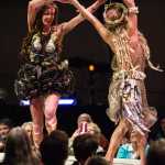 Veronica Lietz and Cordova Pleasants model their "Queens of the Sea" entry made of driftwood, mussels, China hats, scallop shells, nautilus, conches, starfish, sand dollars, beach glass, pearls, fishing nets, tulle, burlap, wire, copper and cotton fabric at the Wearable Art Extravaganza 2016 at Centennial Hall on Sunday.