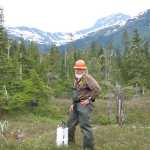 Mark Nay with a soil respirometer, which  measures the carbon dioxide flowing out of the soil into the atmosphere. The "breathing" of the earth is the combined respiratory loss from plants and micro-organisms.