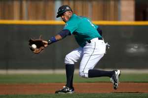 FILE - In this Feb. 26, 2016, file photo, Seattle Mariners' Ketel Marte fields a ball during spring training baseball practice, in Peoria, Ariz. Marte showed enough last season that even the new Seattle Mariners coaching staff believed he could be their shortstop of the future. (AP Photo/Charlie Riedel, File)