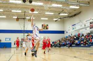 Kake's Talia Davis lays it up during their game against Klawock at the Southeast Regional 1A Tournament this Thursday. Klawock won 47-43.