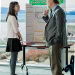 Dr.Doug DeMasters discusses "The Effect of Serotonin on Hemolymph Gluclose Concentrations" with NOAA Science Fair participant Sabrina Jones on Saturday afternoon.