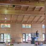 The under-construction inside of the 7,000-foot Adventure Center, the first building tourists disembarking from their cruise ship will enter at Icy Strait Point.