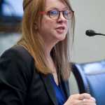Dr. Susan McCauley, Interim Commissioner of the Alaska Department of Education and Early Development, speaks to members of the Senate Education Committee on SB 191 at the Capitol on Tuesday. SB 191, sponsored by committee chairman Sen. Mike Dunleavy, R-Wasilla, aims to restrict abortion providers, like Planned Parenthood, from teaching or providing sexual education in schools.