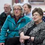 Karen Crane, right, watches early election results come in with Assembly members Kate Troll, Jesse Kiehl and Loren Jones at Assembly Chambers on Tuesday.