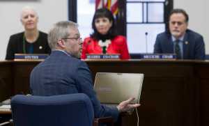 Rob Barnes, Head of State Legislative Affairs for Google, speaks to the Joint House Senate Transportation Committee about Google's Self-Driving Car Project at the Capitol on Thursday. Barnes told lawmakers that self-driving cars haven't yet been tested on ice and snow.