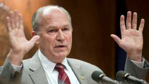 Gov. Bill Walker speaks about his government's Spring Revenue Forecast during a press conference at the Capitol on Monday.