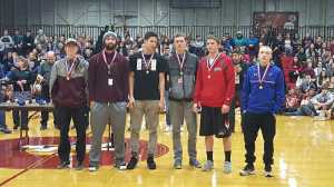 The all-conference team for Southeast, from left: Ketchikan High School seniors Matt Standley, Mo Bullock and Jason James, Juneau-Douglas High School seniors Kaleb Tompkins and Guy Bean and Thunder Mountain High School junior Chase Saviers.