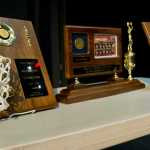 Awards the Juneau-Douglas High School boys basketball teams won were on display during a school assembly on Wednesday.