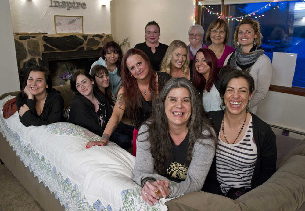 Haven House is celebrating their one-year annversary as a transitional home for recently released female prisoners or women coming out of substance abuse or mental health treatment. From left: Chelsie Young, Veronica Parks, Delia Williams, Daricka Clark, Andrea Robinson, Casey Muir, Julee Douglas, house manager (front), Brandi Vrabec, Jackie Bryant,resident manager, Samantha Garton, June Degnan, Haven House Juneau Board Chair, Kara Nelson, Haven House Director (front), and Rachael Coady, Haven House Board Member.