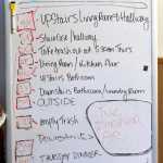 A white board keeps track of weekly chores for residents of Haven House. Haven House is celebrating its one-year anniversary as a transitional home for recently released female prisoners and women coming out of substance abuse or mental health treatment.