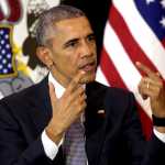 President Barack Obama responds to questions at the University of Chicago Law School, where he taught constitutional law for over a decade in Chicago, Thursday, April 7, 2016. Obama discussed his nominee to the Supreme Court, Judge Merrick Garland, and continued to call on the Senate to give him a fair hearing and and up or down vote. (AP Photo/Nam Y. Huh)