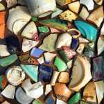 Some of the seapottery Vivian Faith Prescott gleaned from the beaches of Southeast Alaska waits to be used in her art.