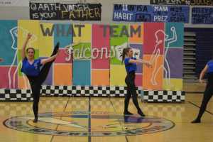 Maddie Campos and Kylie Kulbeth performing during Thunder Mountain's Tournament routine.