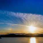 Horsetail clouds over Shelter Island at sunset.