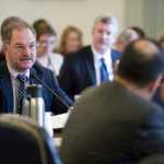 Legislative Finance Director David Teal answers question after the introduction of a new Permanent Fund Dividend bill in the Senate Finance Committee Tuesday that aims to reduce Alaska's budget deficit.