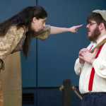University of Alaska Southeast drama students Maranda Clark and Richard Ringle perform in "The Fisherman and his Wife" for elementary students at Montessori Borealis School on Thursday, April 14.