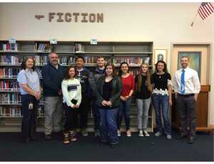 Thunder Mountain High School April students recognized. Left to right: counselor Kathy McCasland, principal Dan Larson,Leilani Eshnaur, Lutini Tupou, Erik Bach, Megan Boegli, Sasha Pico, Mikayla May, Siena Hanna and Phil Merrell. Not pictured: Ashley Cunningham.