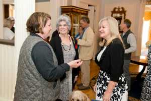 Michele Stuart Morgan, left, chats with First Lady Donna Walker, right, before the First Lady's Volunteer of the Year award ceremony Wednesday at the Governor's Mansion. Morgan is one of 12 Alaskans recognized this year for their service to the state. She is the founder of "Juneau - Stop Heroin, Start Talking."