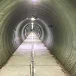An underground walkway, or an optical illusion, or the inside of a tin can? Photo by Kathleen Samalon.