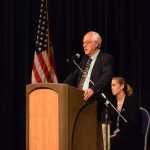 Juneau mayor Ken Koelsch offers his remarks during the Alaska Peace Officers Association police memorial Friday at Centennial Hall. Keolsch reflected on his time as an officer with U.S. Customs and Border Protection, and on his personal connection to friends lost on the force.