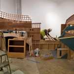 Shaun Davies of Spitrock Studios builds a new Discovery Ship in the Alaska State Library, Archives, and Museums building.