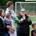 Andrew Clark is acknowledged with his family during Thunder Mountain Senior NIght at Thunder Mountain High School on Wednesday.