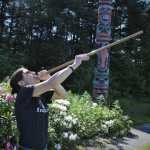 Sally Schlichting performs "Insuksuit" on Saturday at the University of Alaska Southeast.