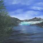 Mendenhall Lake, oil on canvas, 8 by 10. By Patti Hutchens Jouppi.