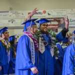 Students await the start of the graduation ceremony Sunday at Thunder Mountain High School.