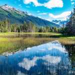 Blue sky reflections near Mendenhall Lake.