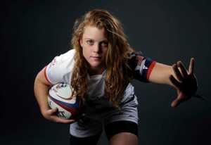 In this March 8 photo,Rugby player Alev Kelter poses for photos at the 2016 Team USA Media Summit in Beverly Hills, California.