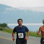 Glenn Frick paces Keith Levy in the Frank Maier Marathon, 2004.