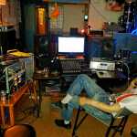 George Kuhar in the studio Playboy Spaceman's used for its most recent album, "And His Father." They recorded in a collective space for musicians called Peabody's Monster. Courtesy photo.