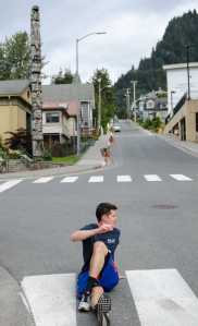 Clayton Hofstra stretches to prepare for the Governor's Cup 5K race that started at the downtown City Museum Saturday morning.