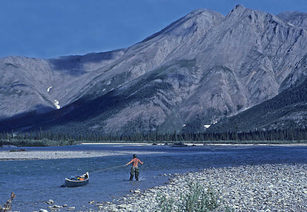 NIck Jans lines up the Ambler River in 1979 on his first Alaska adventure - 700 miles through the Brooks Range.