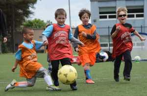 Young soccer players enjoy a game of three on three at a Juneau Soccer Club day camp. Registration for this week's camps are still open.