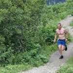 Hiram Henry leads the pack at the Mount Roberts Tram Run on Saturday.