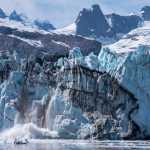 The Johns Hopkins Glacier in Glacier Bay calves on July 11th.